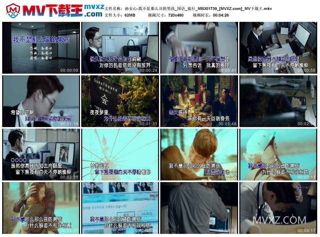 孙安心-我不是那么丑的男孩_国语_流行_MB301739